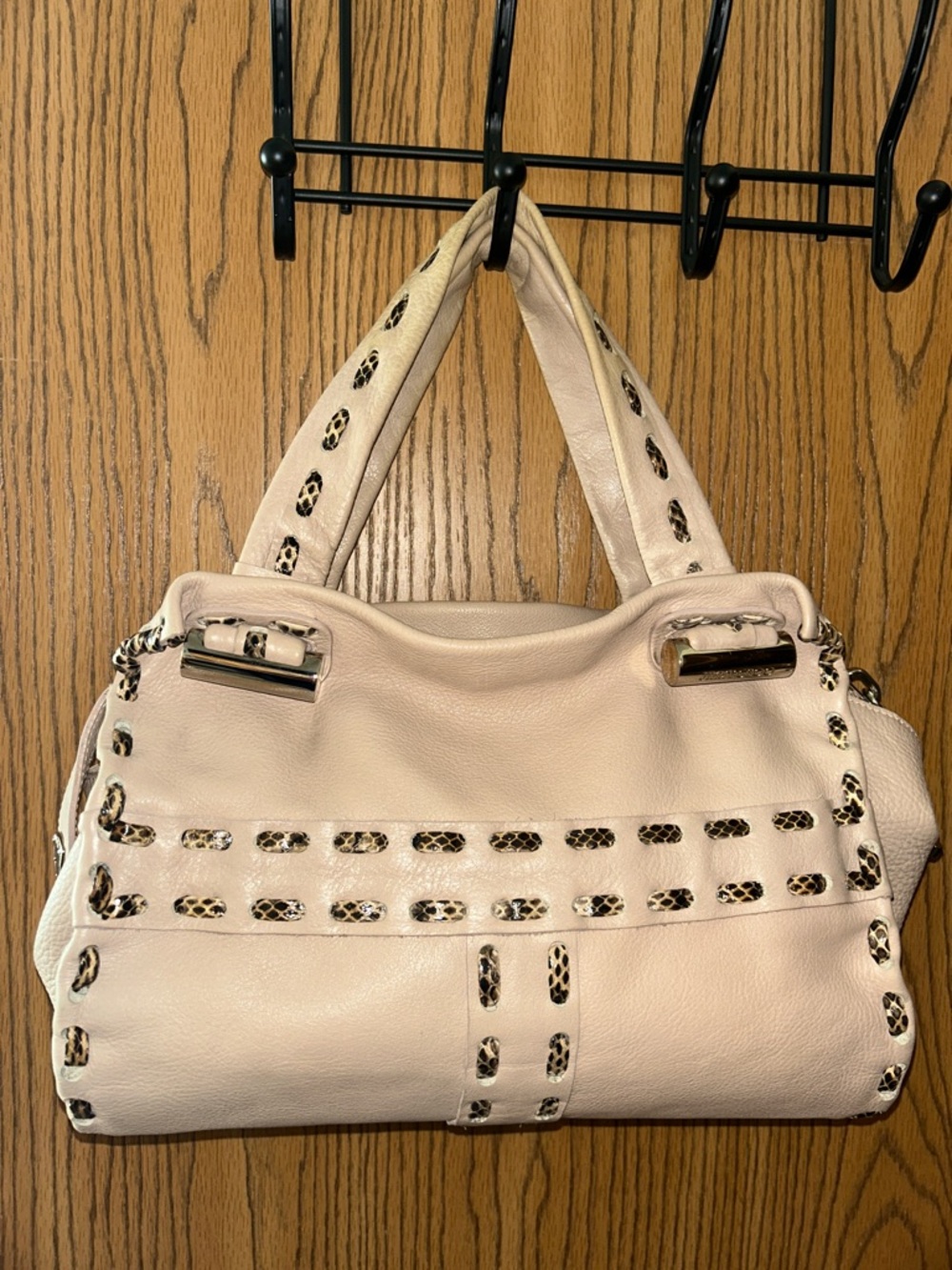 Jimmy Choo, yummy pebbled, and woven  leather  bag and dust bag
